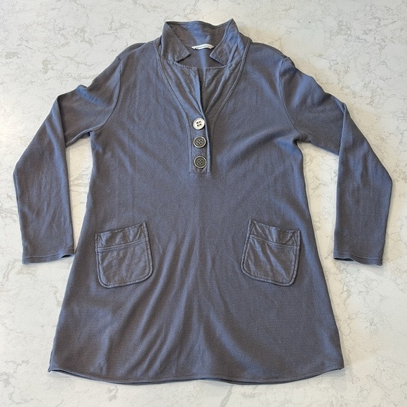 Soft Surroundings Take Two Tunic Top Large Grey Waffle Thermal Lagenlook - Picture 12 of 16